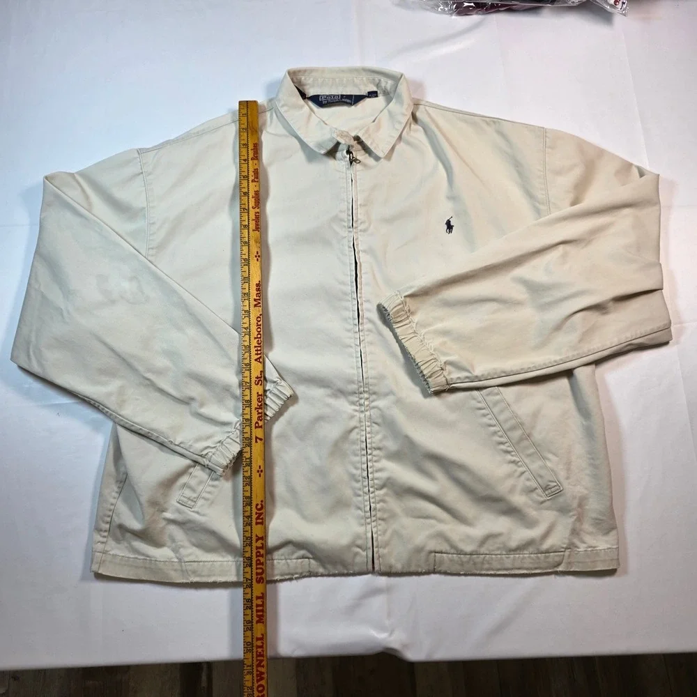 Polo Ralph Lauren Harrington Jacket Tan Beige Cotton Zip Up Mens XL